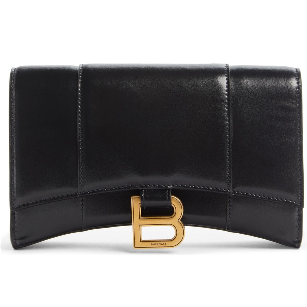 Balenciaga Hourglass Leather Wallet on a Chain
